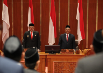 pidato perdana Harda Kiswaya sebagai Bupati Sleman dalam Rapat Paripurna di Kantor DPRD Sleman, Jumat (28/2/2025).
