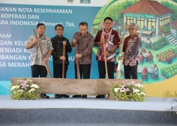 Peluncuran program pengembangan kelembagaan Gabungan Kelompok Tani (Gapoktan) menjadi koperasi dan pengembangan koperasi menuju koperasi desa merah putih, oleh Kemenkop RI di Kabupaten Sleman, pada Jumat (14/3).