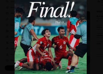 Timnas U-23 Indonesia berhasil mengalahkan Thailand pada laga semifinal Piala ASEAN U-23 2025 di Stadion Utama Gelora Bung Karno (SUGBK), Jakarta, Jumat (25/7/2025) malam dan melaju ke babak final. (dok: X/@TimnasIndonesia)