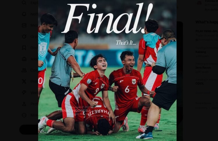 Timnas U-23 Indonesia berhasil mengalahkan Thailand pada laga semifinal Piala ASEAN U-23 2025 di Stadion Utama Gelora Bung Karno (SUGBK), Jakarta, Jumat (25/7/2025) malam dan melaju ke babak final. (dok: X/@TimnasIndonesia)