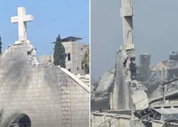 Serangan udara Israel menghantam Gereja Keluarga Kudus di Gaza pada Kamis (17/7/2025)