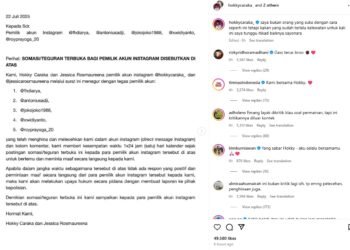 Hokky Caraka, mengambil langkah tegas dengan melayangkan somasi terbuka kepada lima akun Instagram yang diduga telah melakukan penghinaan. (tangkapan layar IG @hokkycaraka_)