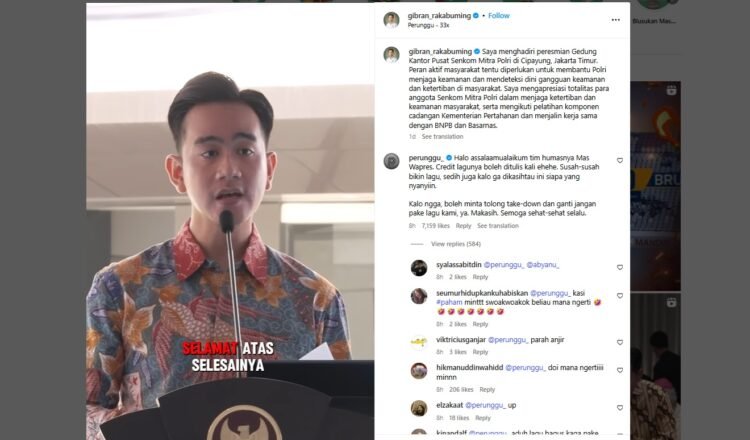 Unggahan video di akun Instagram resmi Wakil Presiden Gibran Rakabuming Raka (@gibran_rakabuming) menuai sorotan warganet