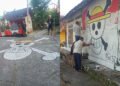 Kolase foto mural simbol jelly roger di serial anime One Piece yang muncul di sejumlah wilayah di Sleman, Kamis (7/8/2025)