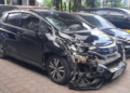 mobil yang terlibat dalam kecelakaan maut di simpang Bugisan, Wirobrajan, Kota Yogyakarta, Kamis (14/8/2025)