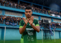 Penyerang PSS Sleman Gustavo Tocantins melakukan selebrasi usai mencetak gol ke gawang Persiku Kudus dalam lanjutan kompetisi Championship yang dihelat di Stadion Wergu Wetan, Kudus, Minggu (21/9/2025)