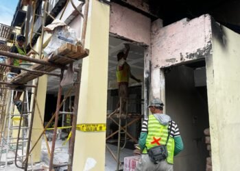 Proses perbaikan sarana dan prasarana di Mapolda DIY yang terdampak aksi demonstrasi pada Jumat (29/8/2025) dan Sabtu (30/8/2025) lalu. (Dok. Polda DIY)