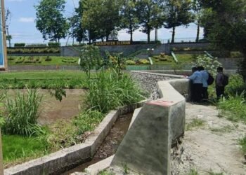 Satu di antara titik saluran irigasi yang tengah dikerjakan DPUPKP terletak di kawasan Pangukan, Sleman.