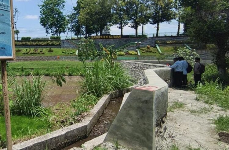 Satu di antara titik saluran irigasi yang tengah dikerjakan DPUPKP terletak di kawasan Pangukan, Sleman.