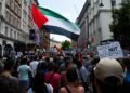 Aksi unjuk rasa di London, Inggris terkait aksi genosida terhadap Palestina yang dilakukan oleh Zionis Israel