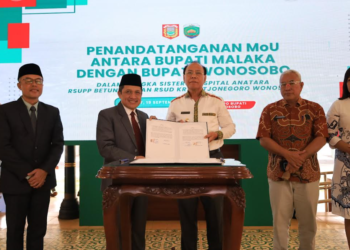 Pemkab Wonosobo jalin kerja sama dengan Pemkab Malaka, NTT terkait layanan kesehatan di Pendapa Pemkab Wonosobo, Jumat (19/9/2025)