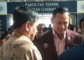 Menko Bidang Infrastruktur dan Pembangunan Kewilayahan, AHY, saat kunjungan ke UGM memberi tanggapan terkait insiden bangunan ambruk di ponpes Sidoarjo, Rabu (8/10/2025).
