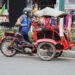 Ilustrasi becak motor atau bentor di kawasan Malioboro,