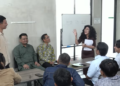 Wakil Ketua Komisi C DPRD Sleman Shodiqul Qiyar bersama anggota Komisi C DPRD Sleman Indra Bangsawan dan Kabid dari Dinsos Sarastomo Ari tampil sebagai narasumber di acara Kelas Pembangunan.