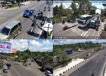 Sejumlah kendaraan memasuki wilayah DIY yang terpantau melalui kamera CCTV Smart Province. (Dok. Polda DIY)