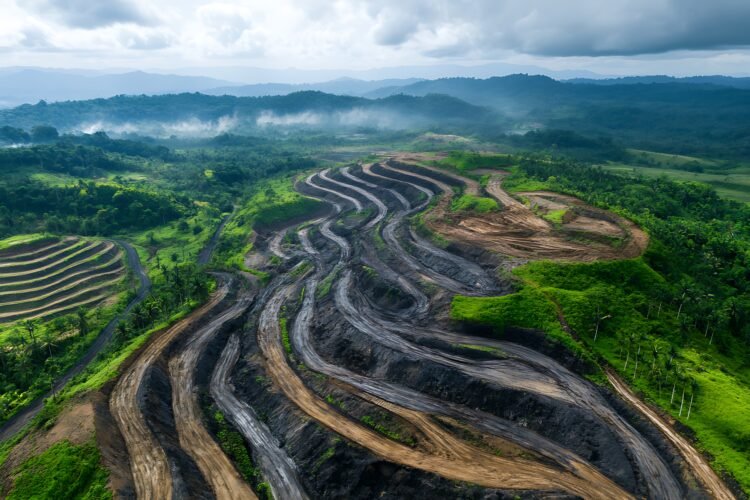 Ilustrasi penambangan yang merusak kawasan hutan