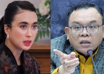 Kolase foto Menteri Pariwisata Widiyanti Putri Wardhana dengan Ketua Komisi VII DPR RI Saleh Daulay