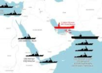 Peta kapal perang Amerika yang mendekat di kawasan Teluk Persia