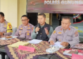 Konferensi pers yang digelar Polres Gunungkidul terkait kasus percobaan pemerkosaan kepada seorang nenek di Playen.