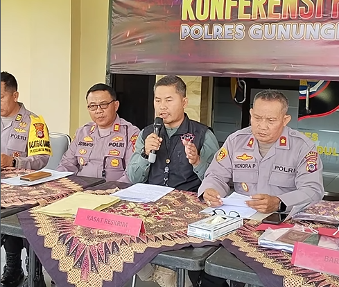 Konferensi pers yang digelar Polres Gunungkidul terkait kasus percobaan pemerkosaan kepada seorang nenek di Playen.