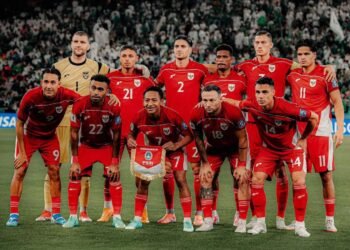 Skuad Timnas Indonesia saat menghadapi Arab Saudi di Kualifikasi Piala Dunia 2026.