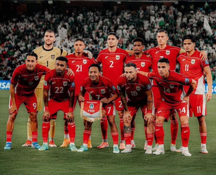 Skuad Timnas Indonesia saat menghadapi Arab Saudi di Kualifikasi Piala Dunia 2026.