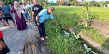 Lokasi penemuan mayat di saluran irigasi di Sewon, Bantul, DIY, Senin pagi (30/3/2026).