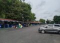 Suasana TKP Senopati di Jalan Panembahan Senopati, Kota Yogyakarta, tampak lenggang setelah Pemkot Yogyakarta resmi memberlakukan uji coba larangan bus pariwisata parkir di tempat itu, pada Minggu (15/3/2026).