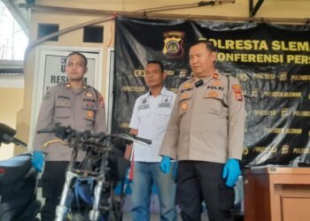 Ungkap kasus pencurian dan pembakaran motor di Tridadi, Sleman, Kamis (2/4/2026).