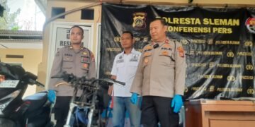 Ungkap kasus pencurian dan pembakaran motor di Tridadi, Sleman, Kamis (2/4/2026).