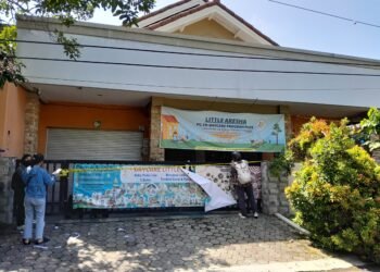 Suasana tempat penitipan anak atau daycare Little Aresha di Jalan Pakel Baru Utara, Kelurahan Sorosutan, Kemantren Umbulharjo, Kota Yogyakarta, setelah digerebek polisi, Sabtu (25/4/2026).