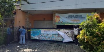 Suasana tempat penitipan anak atau daycare Little Aresha di Jalan Pakel Baru Utara, Kelurahan Sorosutan, Kemantren Umbulharjo, Kota Yogyakarta, setelah digerebek polisi, Sabtu (25/4/2026).