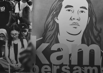 Aksi solidaritas di Utan Kayu untuk aktivis Andrie Yunus yang menjadi korban penyiraman air keras oleh oknum TNI