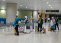 Calon jemaah haji asal DIY mulai diberangkatkan ke Tanah Suci lewat Embarkasi Bandara YIA, Kulon Progo, Selasa (21/4/2026).