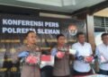 jumpa pers kasus pembacokan di Jalan Godean diselenggarakan di Mapolresta Sleman, Rabu (6/5/2026).