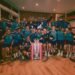 Para pemain Arsenal berfoto bersama usai memastikan diri sebagai juara English Premier League musim 2025/2026.