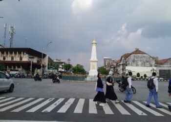 Suasana Tugu Pal Putih yang menjadi ikon Kota Yogyakarta, Rabu (13/5/2026).