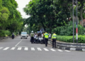 Sejumlah petugas polisi melakukan pengamanan di kawasan Mandala Krida usai terjadi tawuran antarpelajar, Selasa (5/5/2026)