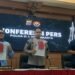 Jumpa pers kasus penyalahgunaan izin Tanah Kas Desa oleh mantan Lurah Condongcatur Reno Candra Sangaji di Mapolda DIY, Selasa (30/6/2026).