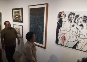 Presiden ke-5 Republik Indonesia sekaligus Ketua Umum Partai Persatuan Demokrasi Indonesia (PDI) Perjuangan, Megawati Soekarno Putri, saat menghadiri pameran 'Mata Hati Soekarno' di Le Gareca Space, Kapanewon Kasihan, Kabupaten Bantul, pada Sabtu (6/6/2026).