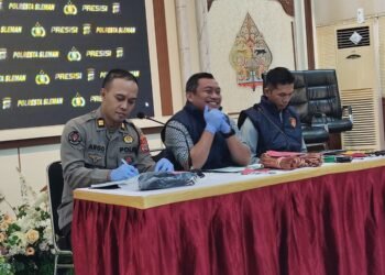 Jumpa pers kasus pencurian ma el BTS di wilayah Berbah oleh Polresta Sleman, Kamis (11/6/2026)