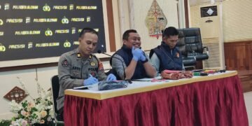 Jumpa pers kasus pencurian ma el BTS di wilayah Berbah oleh Polresta Sleman, Kamis (11/6/2026)