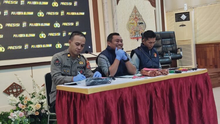 Jumpa pers kasus pencurian ma el BTS di wilayah Berbah oleh Polresta Sleman, Kamis (11/6/2026)