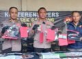 Jumpa pers kasus pemerasan dan pengancaman di Jalqqn Siliwangi, Salakan, Trihanggo, Gamping, Sleman, Selasa (23/6/2026).