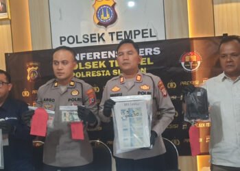 Jumpa pers kasus peredaran uang palsu di Mororejo, Tempel, Sleman, Rabu (15/7/2026).
