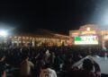 Suasana gelaran nobar pertandingan final Piala Dunia Argentina vs Spanyol di halaman timur Stasiun Yogyakarta, pada Senin (20/7/2026) dini hari.