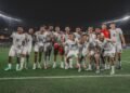 Para pemain Timnas Indonesia merayakan kemenangan atas Kamboja di laga Grup A Piala AFF 2026 di Stadion Pakansar, Bogor, Senin (27/7/2026).
