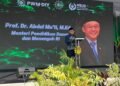 Menteri Pendidikan Dasar dan Menengah (Mendikdasmen), Abdul Mu'ti, saat menghadiri peresmian Muhammadiyah Sapen Universal School (MSUS) di Kabupaten Bantul, pada Minggu (5/7/2026).