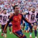 Pemain Timnas Spanyol, Ferran Torres, melakukan selebrasi usai mencetak gol ke gawwang Argentina di final Piala Dunia 2026.